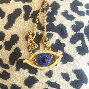ALDO Gold and Blue Evil Eye Pendant Necklace